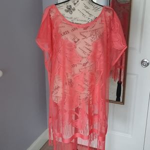 Sheer coral coverup